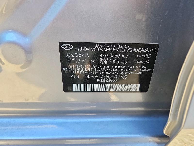 2016 Hyundai Elantra მანქანა იყიდება აუქციონზე, vin: 5NPDH4AE5GH717700, აუქციონის ნომერი: 60083566