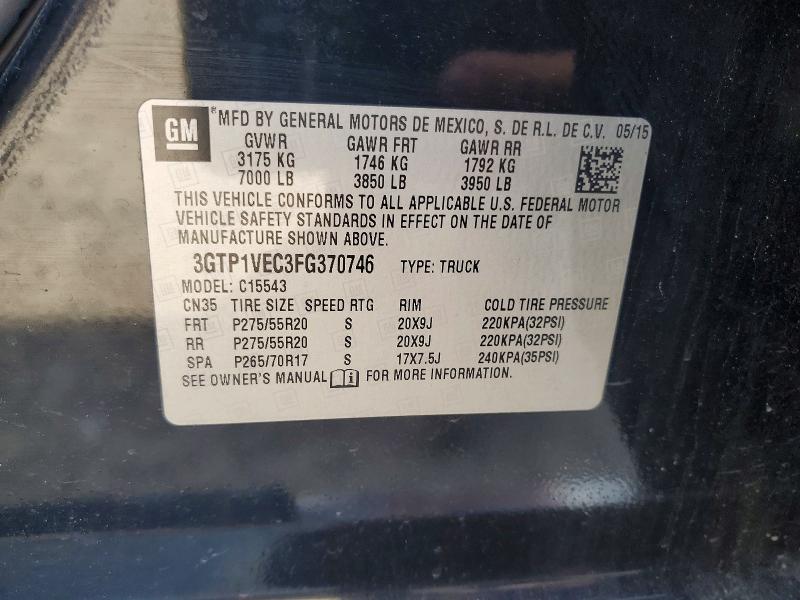 Aukcja sprzedaży 2015 Gmc Sierra, vin: 3GTP1VEC3FG370746, numer aukcji: 62083076