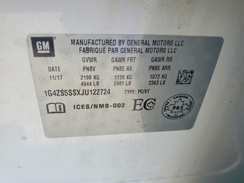 62985866 :رقم المزاد ، 1G4ZS5SSXJU122724 vin ، 2018 Buick Lacrosse مزاد بيع