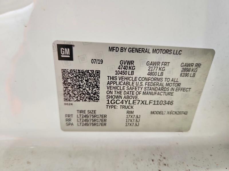 62943906 :رقم المزاد ، 1GC4YLE7XLF110346 vin ، 2020 Chevrolet Silverado مزاد بيع