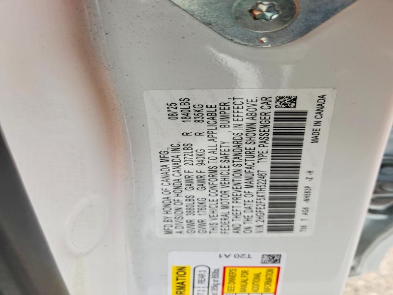Продажа на аукционе авто 2026 Honda Civic, vin: 2HGFE2F5XTH522467, номер лота: 61079336