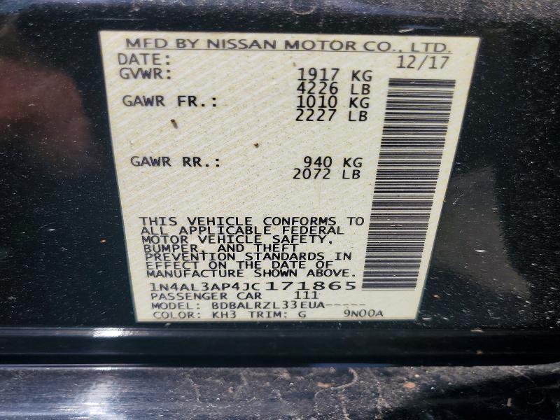 Aukcja sprzedaży 2018 Nissan Altima, vin: 1N4AL3AP4JC171865, numer aukcji: 60849916
