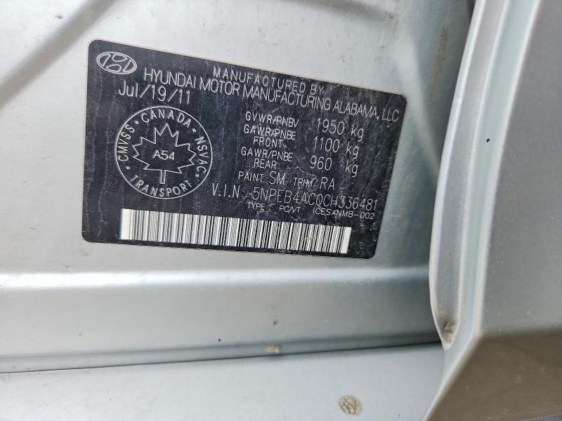 Aukcja sprzedaży 2012 Hyundai Sonata, vin: 5NPEB4AC0CH336481, numer aukcji: 60130776