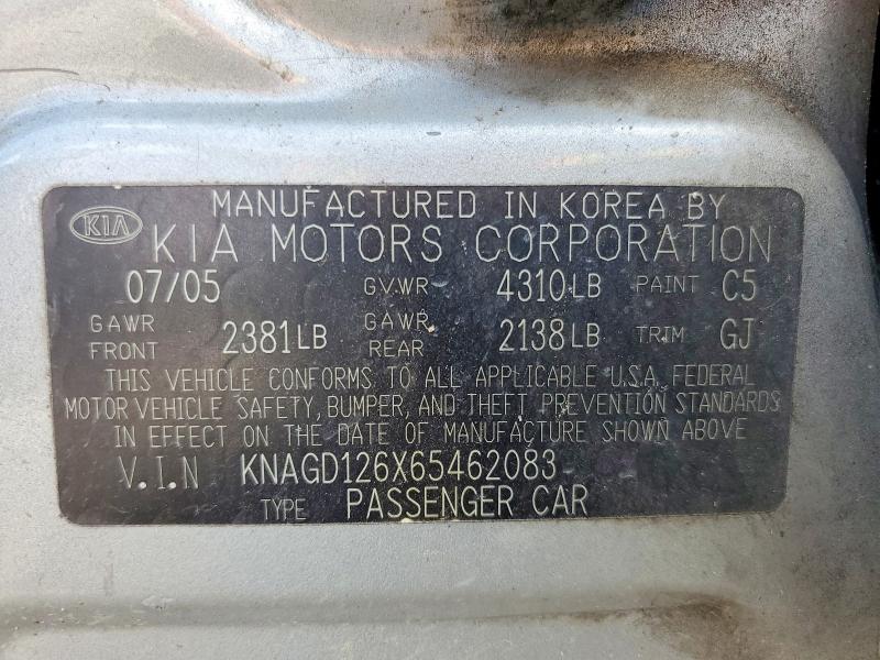 61928206 :رقم المزاد ، KNAGD126X65462083 vin ، 2006 Kia Optima مزاد بيع