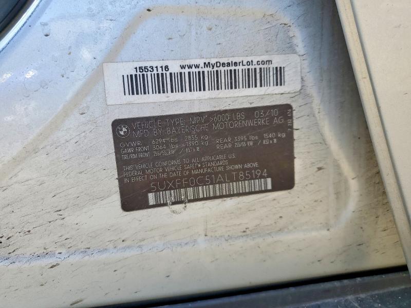 Продаж на аукціоні авто 2010 Bmw X5, vin: 5UXFF0C51ALT85194, номер лоту: 61764066