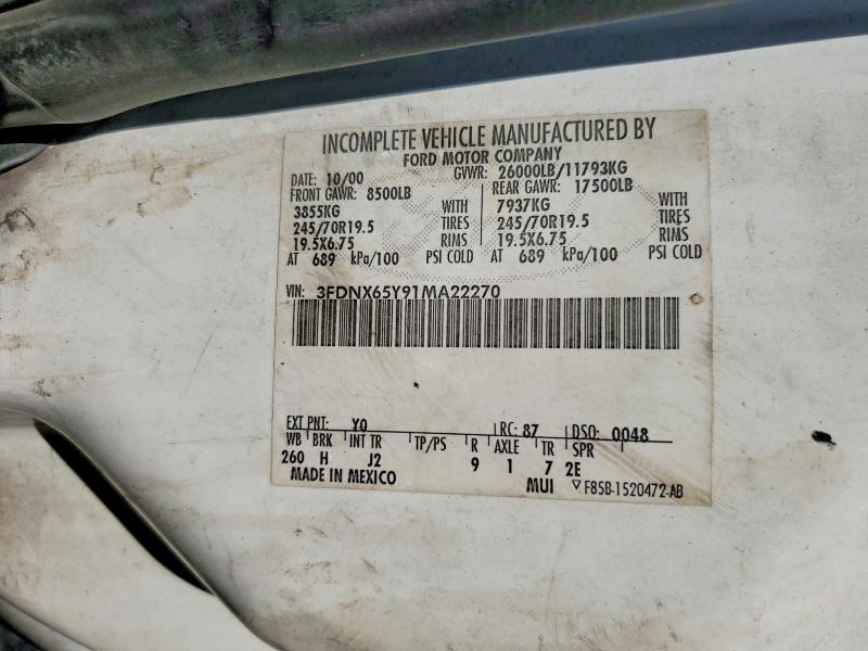 2001 Ford F650 მანქანა იყიდება აუქციონზე, vin: 3FDNX65Y91MA22270, აუქციონის ნომერი: 59321196