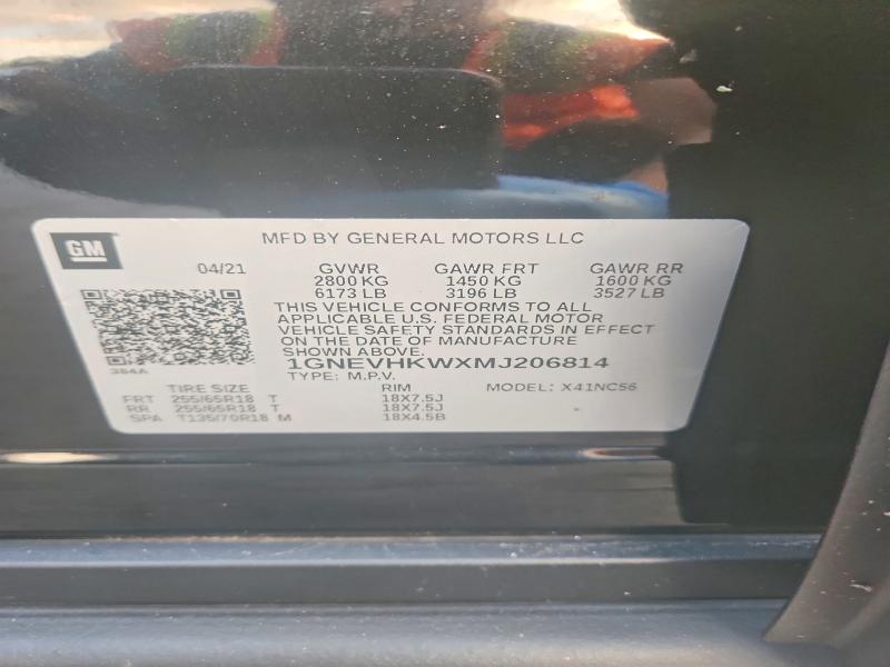 Продаж на аукціоні авто 2021 Chevrolet Traverse, vin: 1GNEVHKWXMJ206814, номер лоту: 59740266