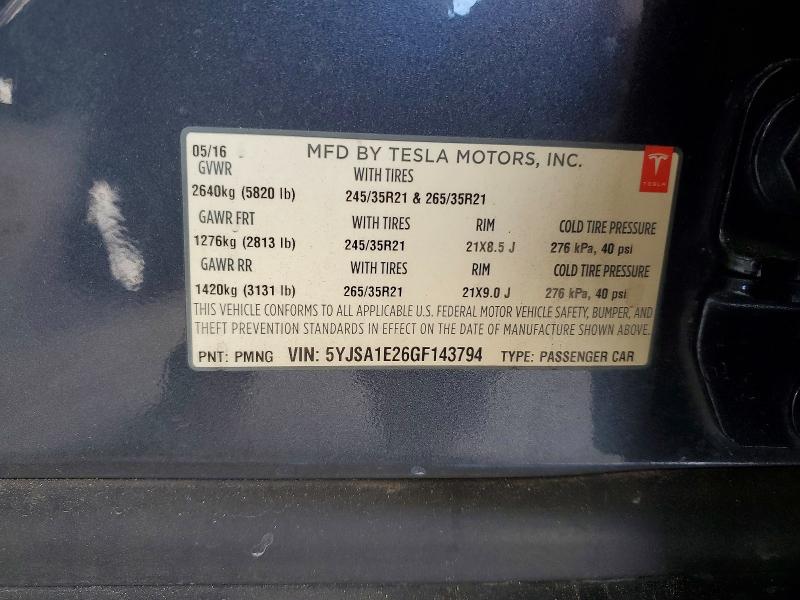 Aukcja sprzedaży 2016 Tesla Model S, vin: 5YJSA1E26GF143794, numer aukcji: 59390256