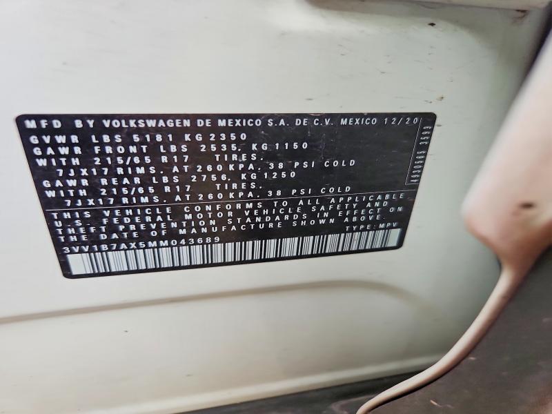 Продажа на аукционе авто 2021 Volkswagen Tiguan, vin: 3VV1B7AX5MM043689, номер лота: 60759576