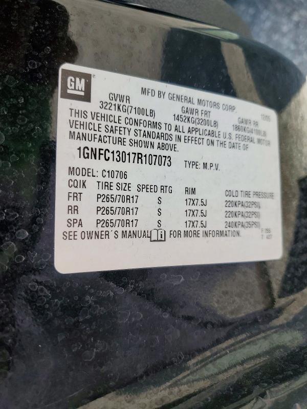 Aukcja sprzedaży 2007 Chevrolet Tahoe, vin: 1GNFC13017R107073, numer aukcji: 59704856