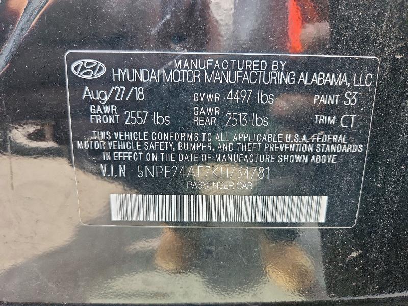 Продажа на аукционе авто 2019 Hyundai Sonata, vin: 5NPE24AF7KH734781, номер лота: 62951476