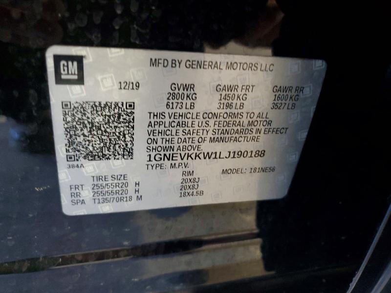 Aukcja sprzedaży 2020 Chevrolet Traverse, vin: 1GNEVKKW1LJ190188, numer aukcji: 59678566