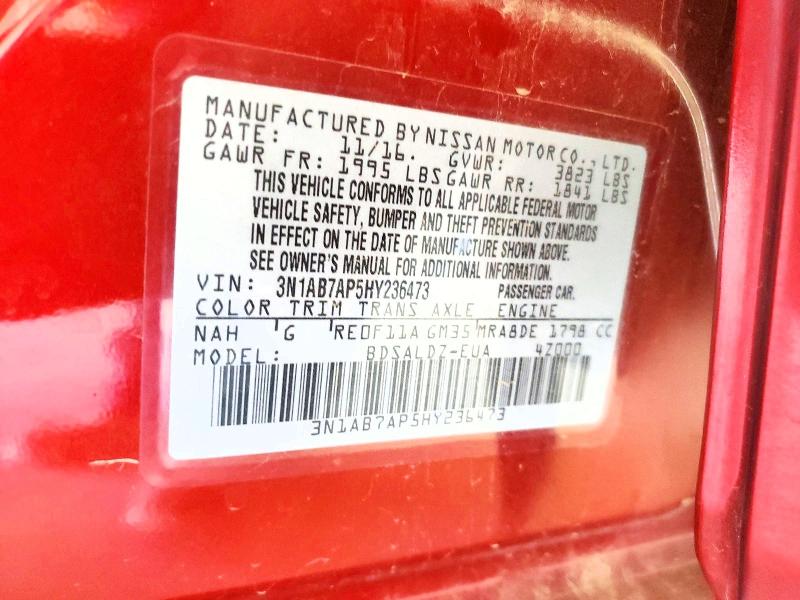 Продажа на аукционе авто 2017 Nissan Sentra, vin: 3N1AB7AP5HY236473, номер лота: 62221106