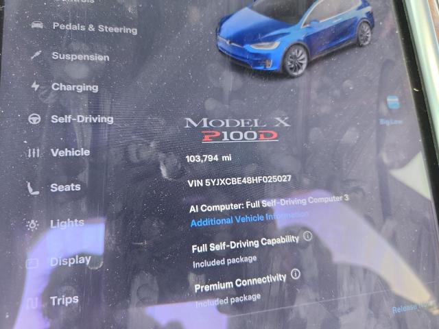 2017 Tesla Model X მანქანა იყიდება აუქციონზე, vin: 5YJXCBE48HF025027, აუქციონის ნომერი: 59667036