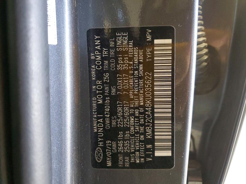 Продаж на аукціоні авто 2019 Hyundai Tucson, vin: KM8J2CA48KU035622, номер лоту: 61308816