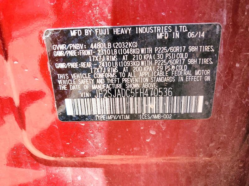 Продажа на аукционе авто 2015 Subaru Forester, vin: JF2SJADC5FH470536, номер лота: 61085316
