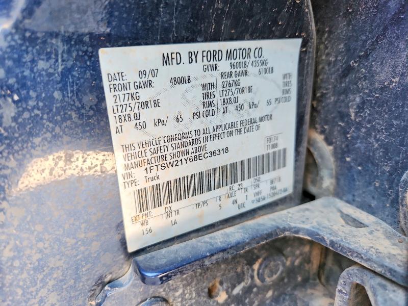 59654496 :رقم المزاد ، 1FTSW21Y68EC36318 vin ، 2008 Ford F250sd مزاد بيع