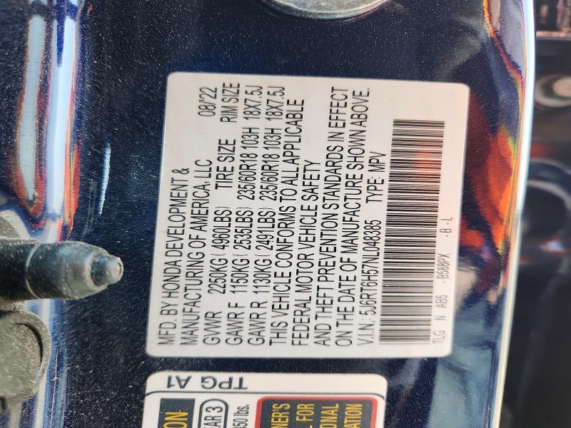 Продаж на аукціоні авто 2022 Honda Cr-v, vin: 5J6RT6H57NL048385, номер лоту: 59909166