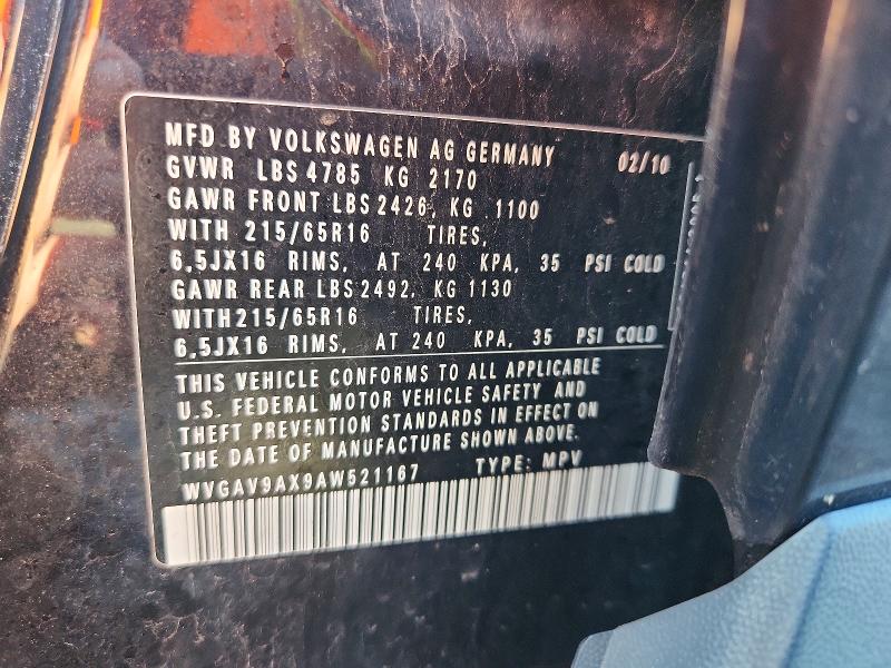 Aukcja sprzedaży 2010 Volkswagen Tiguan, vin: WVGAV9AX9AW521167, numer aukcji: 76293065