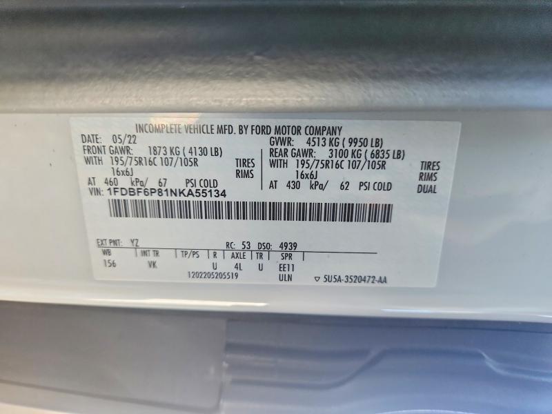 Продажа на аукционе авто 2022 Ford Transit, vin: 1FDBF6P81NKA55134, номер лота: 60189116