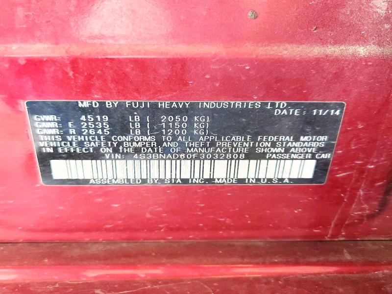 62664586 :رقم المزاد ، 4S3BNAD60F3032808 vin ، 2015 Subaru Legacy مزاد بيع