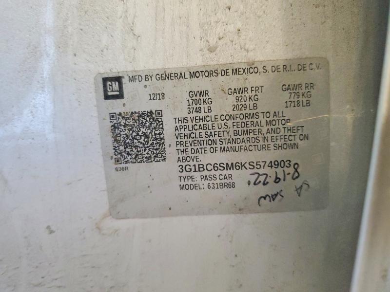 Aukcja sprzedaży 2019 Chevrolet Cruze, vin: 3G1BC6SM6KS574903, numer aukcji: 61041226