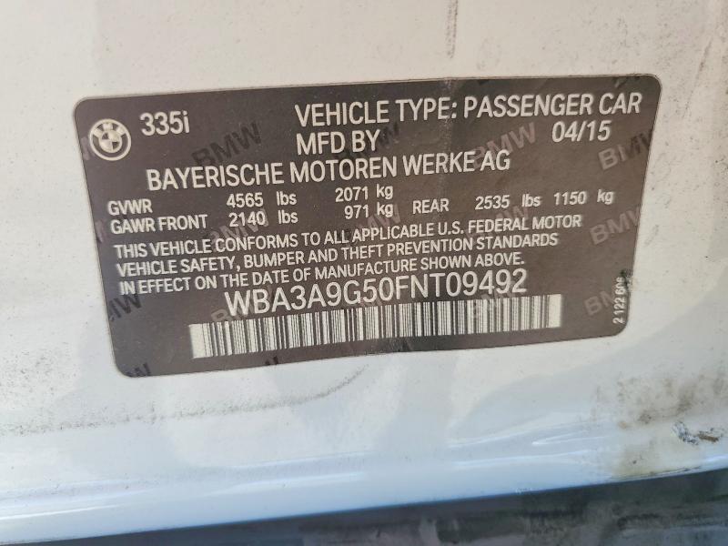 Продаж на аукціоні авто 2015 Bmw 335, vin: WBA3A9G50FNT09492, номер лоту: 62666796