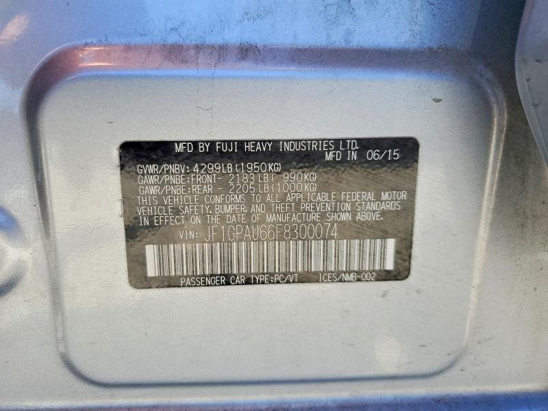 Продаж на аукціоні авто 2015 Subaru Impreza, vin: JF1GPAU66F8300074, номер лоту: 62450726