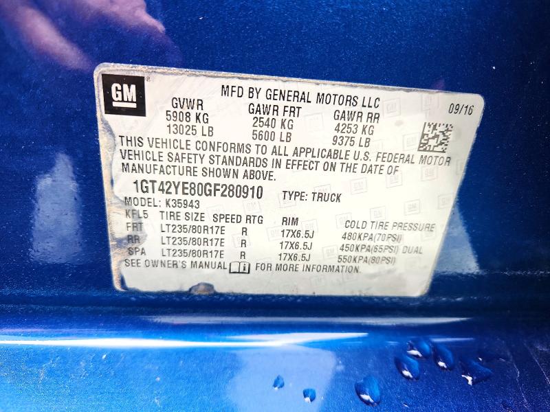 Продаж на аукціоні авто 2016 Gmc Sierra, vin: 1GT42YE80GF280910, номер лоту: 57568486