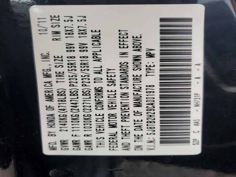 2012 Acura Rdx მანქანა იყიდება აუქციონზე, vin: 5J8TB2H29CA001978, აუქციონის ნომერი: 62819486