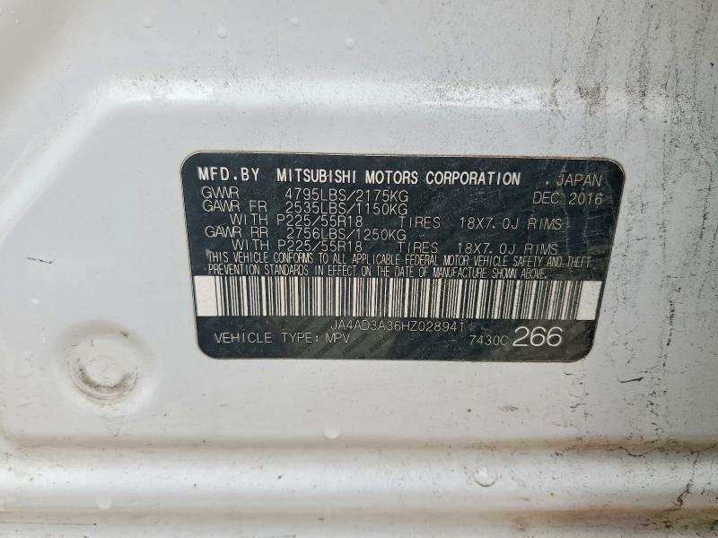 61202656 :رقم المزاد ، JA4AD3A36HZ028941 vin ، 2017 Mitsubishi Outlander مزاد بيع
