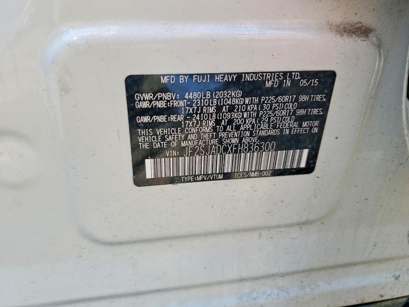 2015 Subaru Forester მანქანა იყიდება აუქციონზე, vin: JF2SJADCXFH836300, აუქციონის ნომერი: 61751356