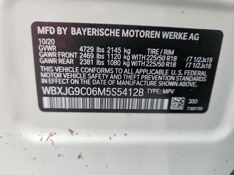 2021 Bmw X1 მანქანა იყიდება აუქციონზე, vin: WBXJG9C06M5S54128, აუქციონის ნომერი: 63043946