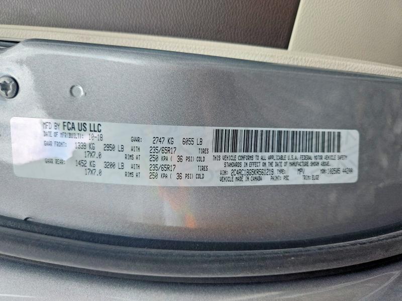 Aukcja sprzedaży 2019 Chrysler Pacifica, vin: 2C4RC1BG5KR561219, numer aukcji: 59978536