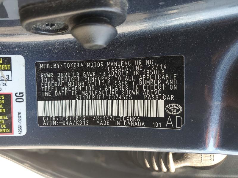 Продажа на аукционе авто 2015 Toyota Corolla, vin: 2T1BURHE4FC324505, номер лота: 63237066