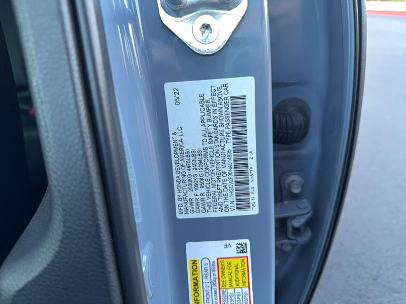 2022 Honda Accord მანქანა იყიდება აუქციონზე, vin: 1HGCV2F30NA014835, აუქციონის ნომერი: 61446916