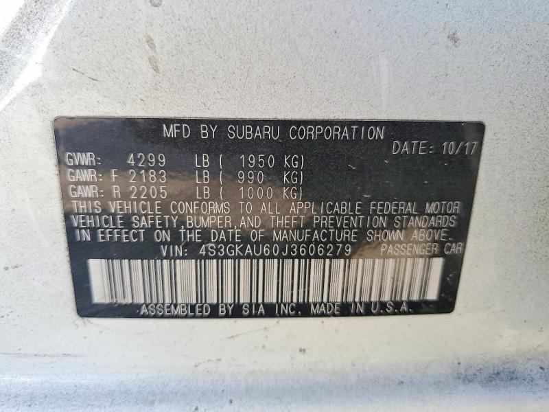 62902226 :رقم المزاد ، 4S3GKAU60J3606279 vin ، 2018 Subaru Impreza مزاد بيع