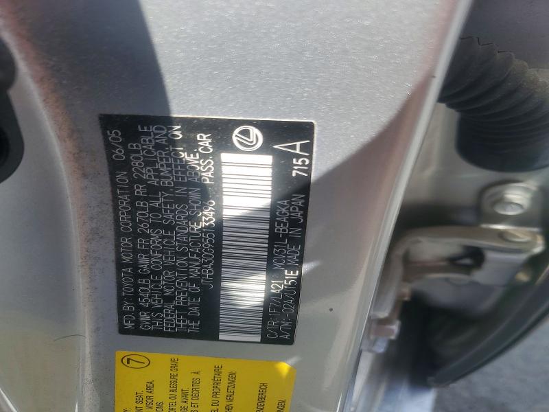 Aukcja sprzedaży 2005 Lexus Es, vin: JTHBA30G955133496, numer aukcji: 61981226