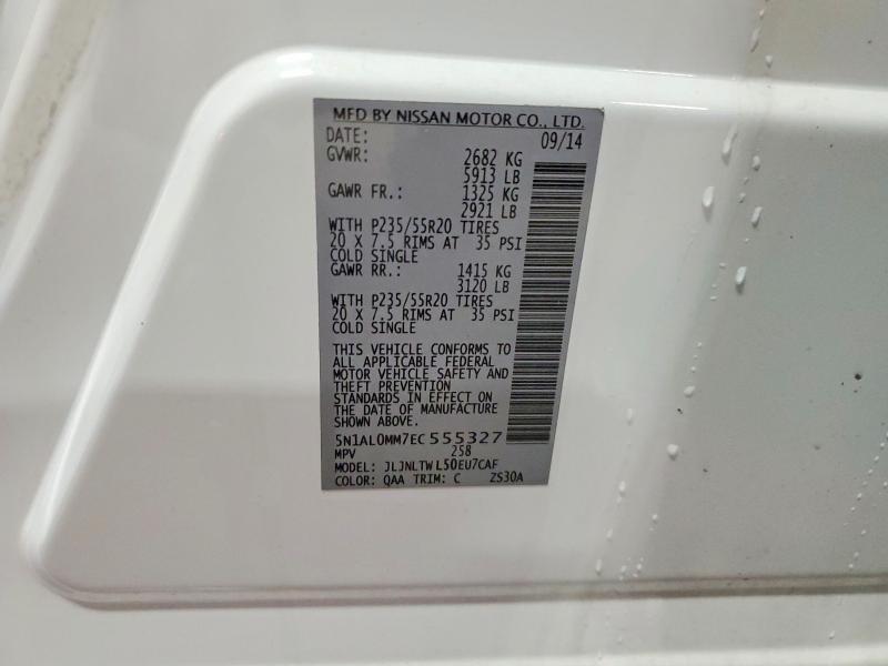 Продажа на аукционе авто 2014 Infiniti Qx60, vin: 5N1AL0MM7EC555327, номер лота: 61088476