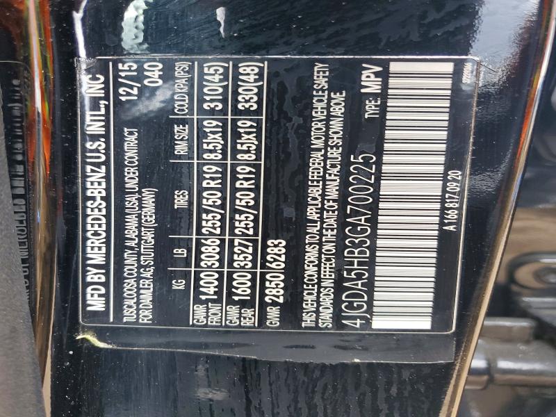 59822136 :رقم المزاد ، 4JGDA5HB3GA700225 vin ، 2016 Mercedes-benz Gle مزاد بيع