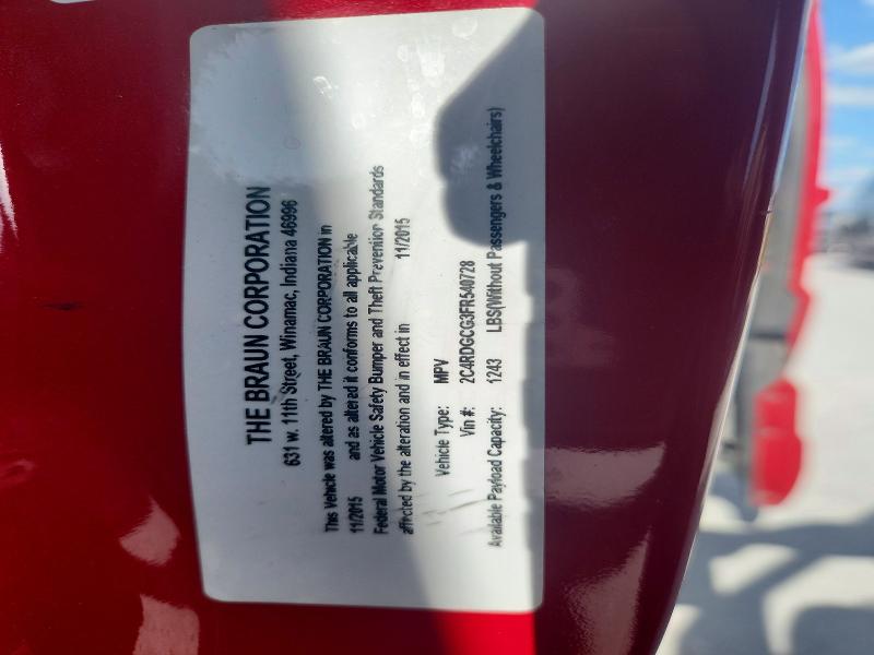 2015 Dodge Grand Caravan მანქანა იყიდება აუქციონზე, vin: 2C4RDGCG3FR540728, აუქციონის ნომერი: 62017896