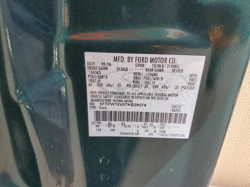 Aukcja sprzedaży 2007 Ford F150, vin: 1FTPW12V07KB29074, numer aukcji: 63668436