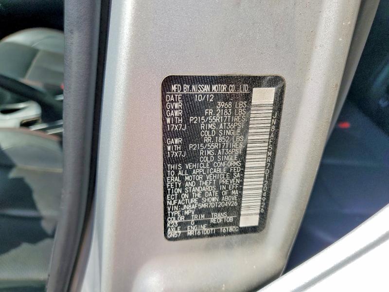61579216 :رقم المزاد ، JN8AF5MR7DT204926 vin ، 2013 Nissan Juke مزاد بيع