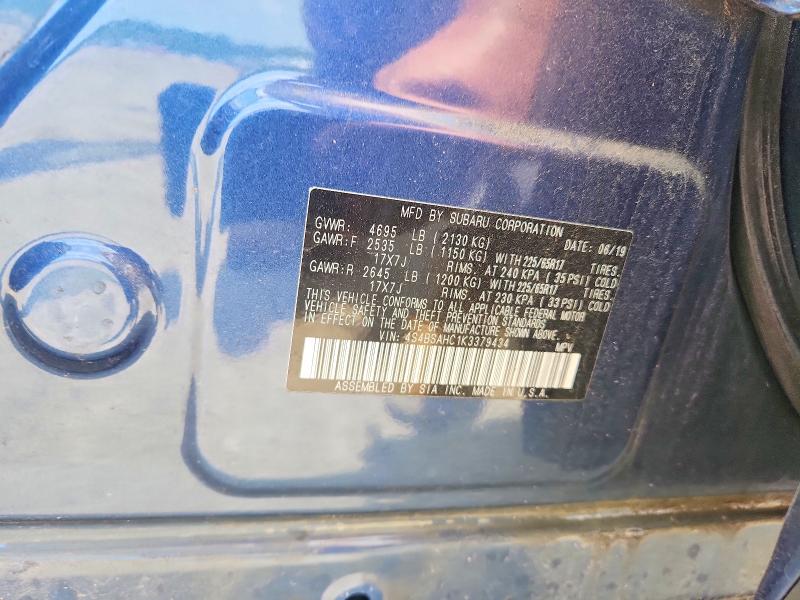Продаж на аукціоні авто 2019 Subaru Outback, vin: 4S4BSAHC1K3379434, номер лоту: 58488196