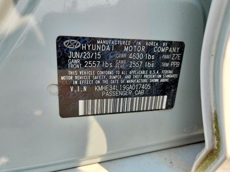 Aukcja sprzedaży 2016 Hyundai Sonata Hybrid, vin: KMHE34L19GA017405, numer aukcji: 61395696