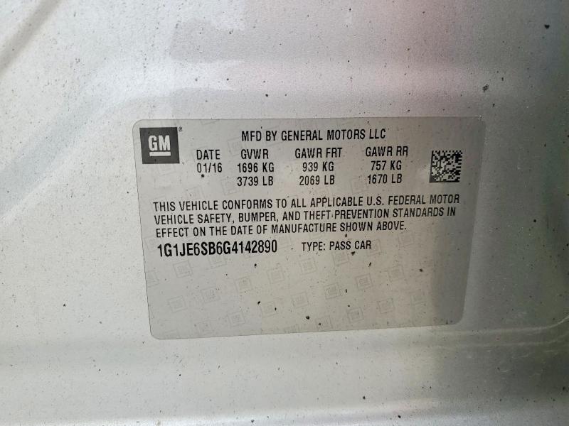 Продажа на аукционе авто 2016 Chevrolet Sonic, vin: 1G1JE6SB6G4142890, номер лота: 61864906