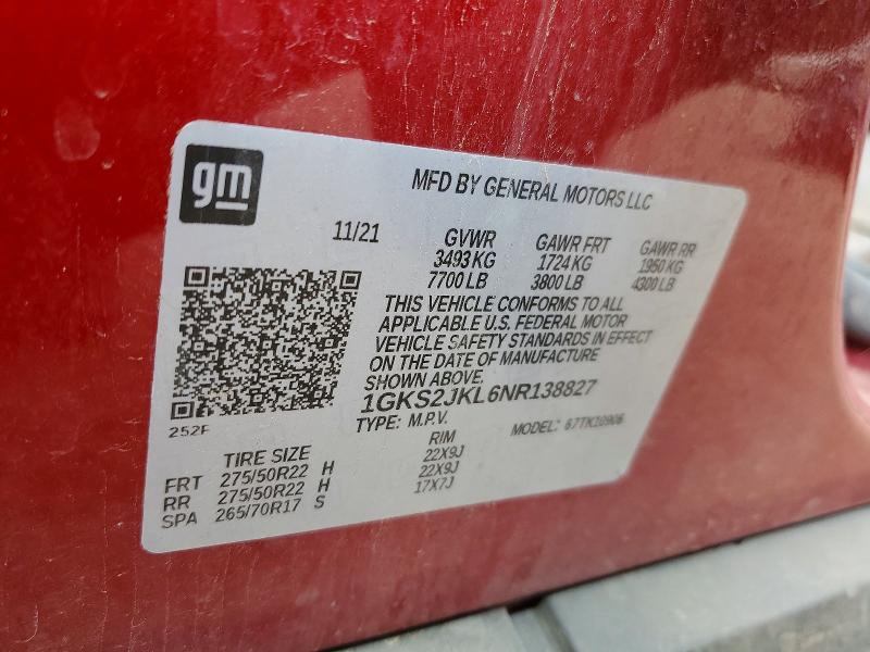 Продаж на аукціоні авто 2022 Gmc Yukon Xl, vin: 1GKS2JKL6NR138827, номер лоту: 62535196