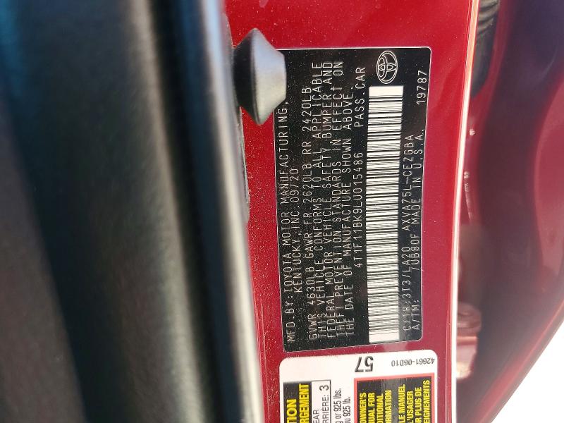 Продаж на аукціоні авто 2020 Toyota Camry, vin: 4T1F11BK9LU015486, номер лоту: 60024736