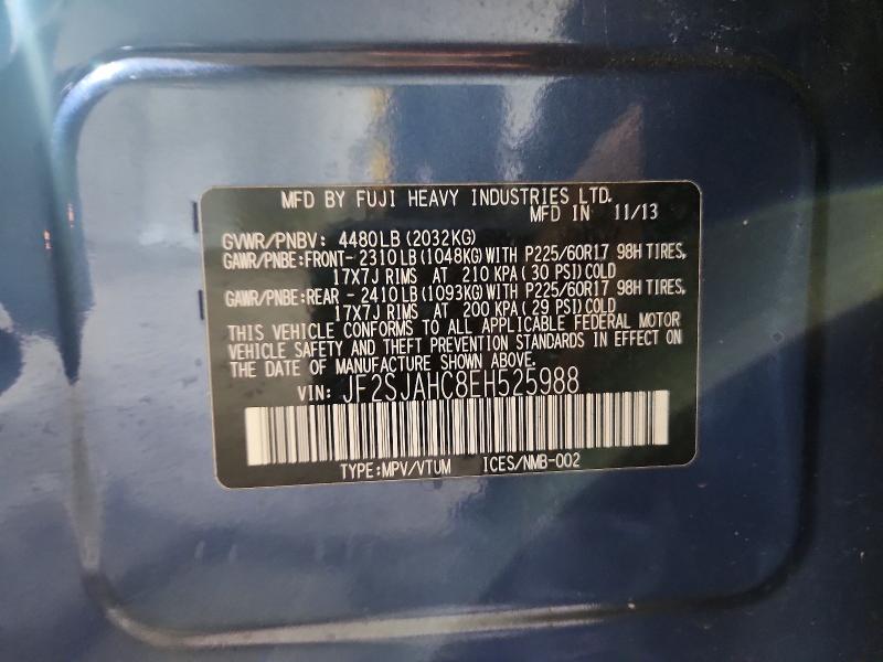 Aukcja sprzedaży 2014 Subaru Forester, vin: JF2SJAHC8EH525988, numer aukcji: 59826556