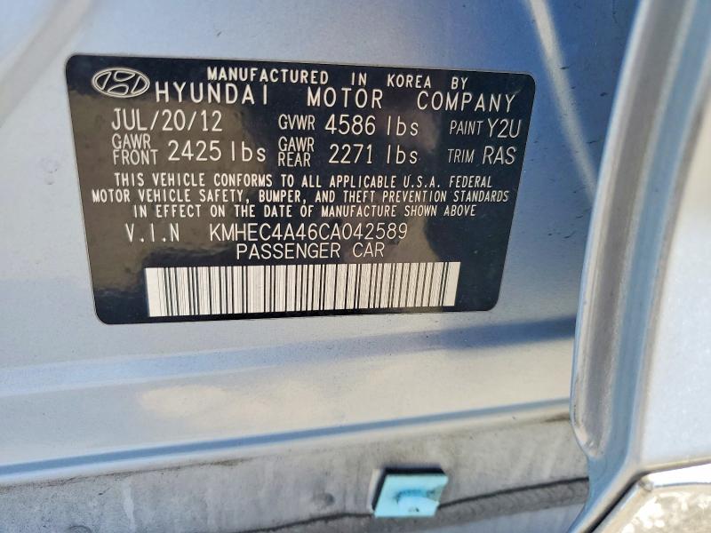 Продаж на аукціоні авто 2012 Hyundai Sonata, vin: KMHEC4A46CA042589, номер лоту: 62445946